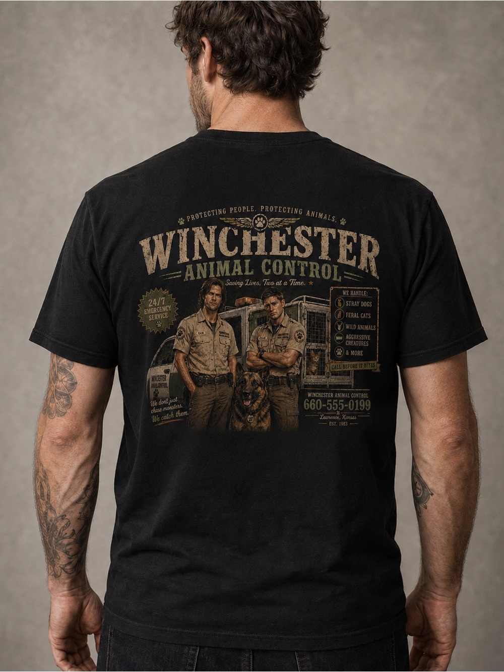 Winchester Animal Control Supernatural-Inspired Graphic T-Shirt (large)